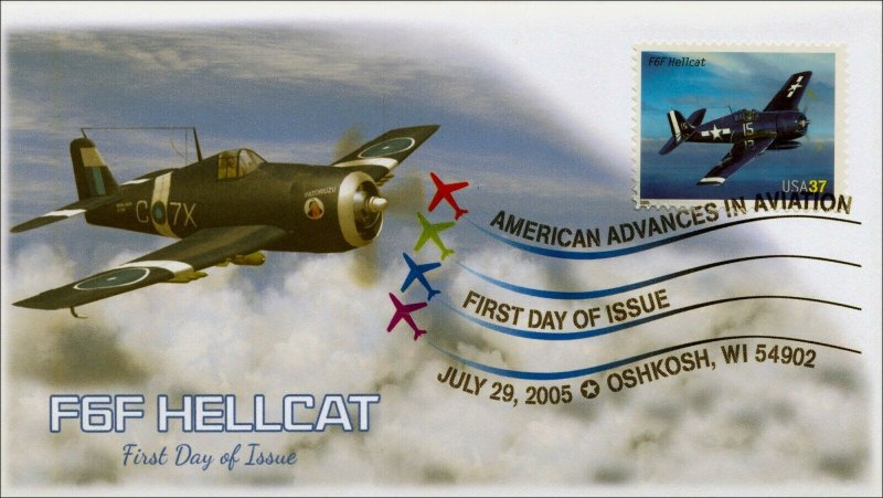 AO-3918-1, 2005, American Advances in Aviation, F6F Hellcat, DCP, Add On Cachet,