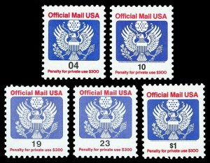 Scott O146-O151 1991-1993 4c-$1.00 Official Issues Mint VF OG NH Cat $6.45