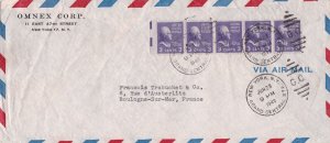 U.S. OMNEX CORP. N.Y. 1948 Cancel AirMail Multiple Jefferson Stamps Cover  44646