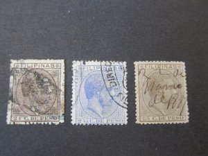 Philippines 1880 Sc 77,80,88 FU