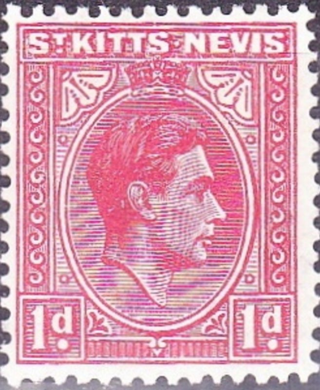 ST KITTS-NEVIS 1947 KGVI 1d Rose-Red SG69c MH