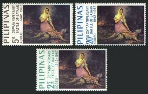 Philippines 966-968, MNH. Mi 822-824, Battle of Bataan, 25th Ann, 1967. Painting