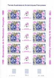 FSAT TAAF 1989 Sc# C106   Bicentenary  French Revolution FULL SHEET GUTTER-PAIRS