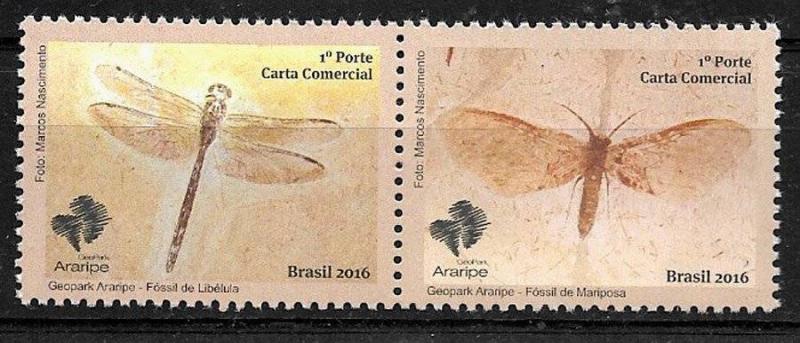 BRASIL BRAZIL 2016 FAUNA INSECTS FOSILS,YV 3620-1,MNH
