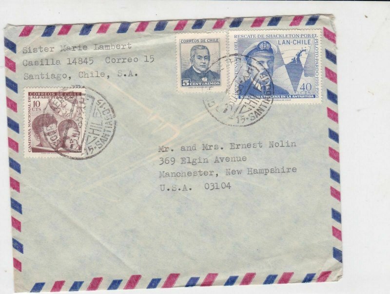 chile 1968 stamps cover ref 19513