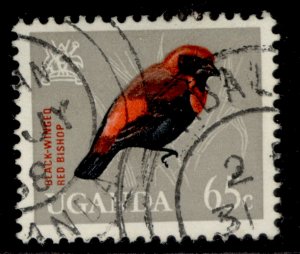 UGANDA QEII SG120, 65c orange-red, black & light grey, FINE USED.