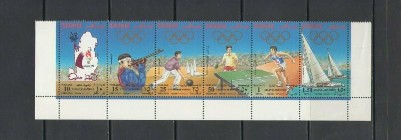 QATAR: Sc. 874 /**1996-SUMMER OLYMPICS**/ Strip of 6 / MNH.