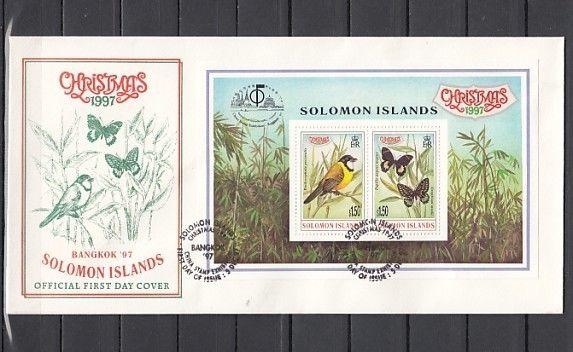 Solomon Is., Scott cat. 861. Bird & Butterfly on Christmas. First Day Cover. ^