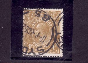 Australia-Sc#34-used-4p ol bistre KGV-1924-dated 3 De 192