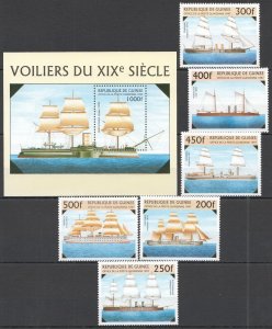 B1099 1997 Guinea Transport Sailing Ships & Boats 1Bl+1Set Mnh