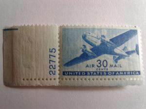 SCOTT # C30 GEM WITH PLATE # AIR MAIL MINT NEVER HINGED GREAT CENTERING !!