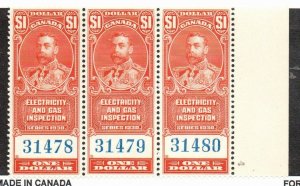 Canada FEG4 Mint never hinged (Revenues) Strip of 3