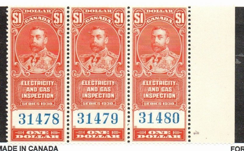 Canada FEG4 Mint never hinged (Revenues) Strip of 3