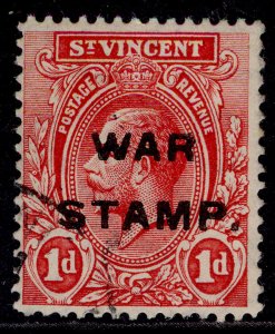 ST. VINCENT GV SG124, 1d carmine-red, FINE USED. Cat £27.