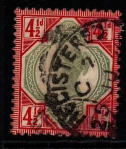 GB SG206a 1887 4½d GREEN & DEEP BRIGHT CARMINE USED 