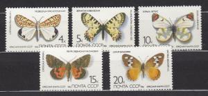 Russia - Soviet Union - 1986 Butterflies Sc# 5435/5439 - MNH (2653)