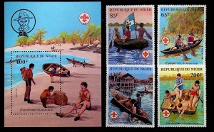 NIGER Sc 586-90 NH SET+S/S OF 1982 - SCOUTS - (SC2)