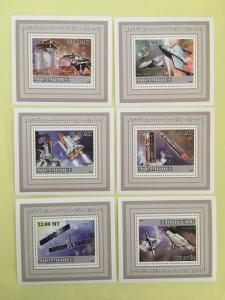 Mozambique 2009 History Space Flight Satellites Probes Sciences 6 S/S Stamps MNH