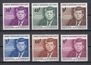 Congo Dem., Scott cat. 514-519. President John Kennedy issue.