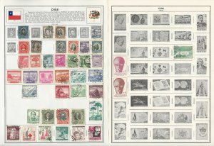 Chile Stamp Collection on 6 Harris Pages, 1878-1976, JFZ