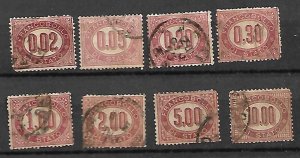 ITALY STAMPS. 1875 , OFFICIAL STAMPS, SET COMPLETE Sc..#O1-O8, USED