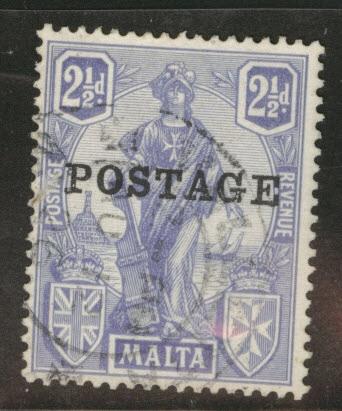 MALTA  Scott 121 used 1926 POSTAGE Opt stamp