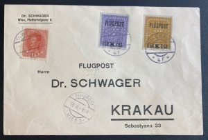 1918 Vienna Austria Early Early Airmail cover To Krakow Poland SC#C1-C2