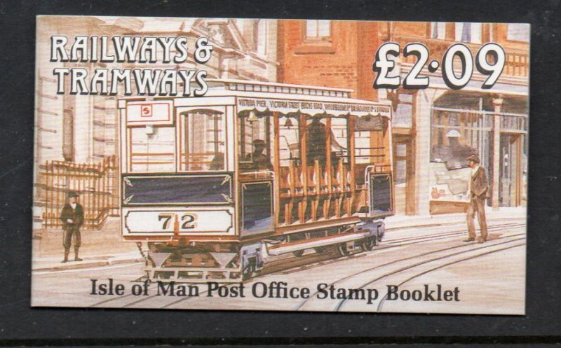 Isle of Man Sc 356a 356b b panes in complete £2.09 train stamp booklet mint NH