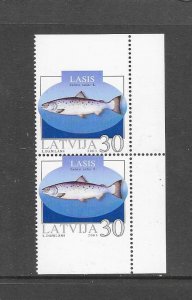 FISH - LATVIA #576a  PAIR FROM BOOKLET  MNH