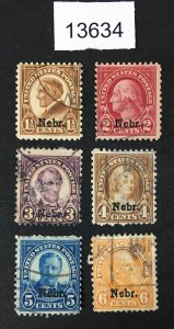 MOMEN: US STAMPS # 670/675 USED $71 LOT #13634