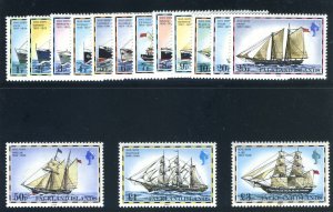 Falkland Islands 1982 QEII Ships set complete MNH. SG 331B-345B. Sc 260a-74a.