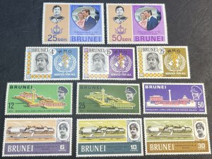 BRUNEI # 150-152,156-161 & 190-191-MINT NEVER/HINGED---4 COMPLETE SETS---1968-73