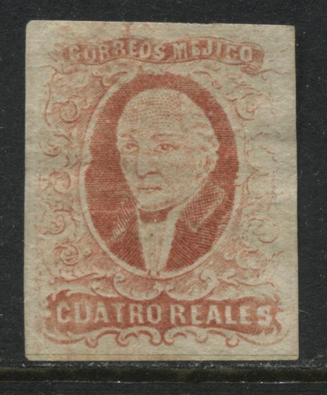 Mexico 1856 4 reales red without overprint and no gum (JD)