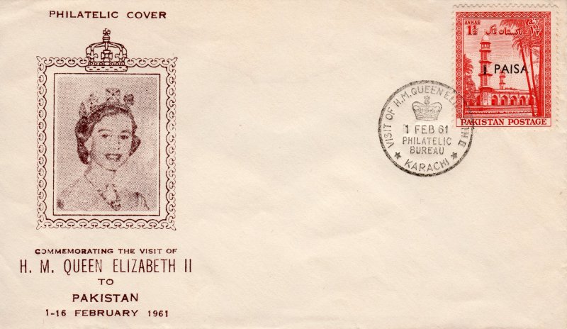 PAKISTAN 1961 VISIT OF H.M.QUEEN ELIZABETH II to PAKISTAN Special Postmark Cover