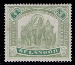 MALAYSIA - Selangor QV SG61, $1 green & yellow-green, M MINT. Cat £80.