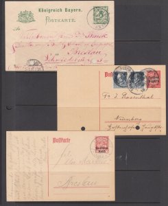 Bavaria Mi P48, P109, P125 used. 1896-1920 Postal Cards, 3 different, nice group