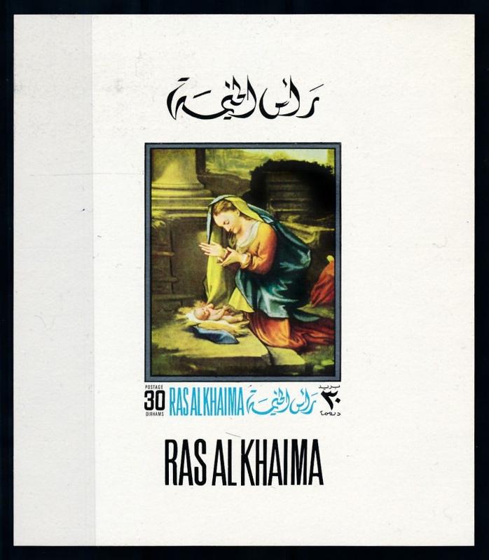 [94210] Ras al Khaimah 1968 Art Painting Maria Child Imperf. Single Sheet MNH