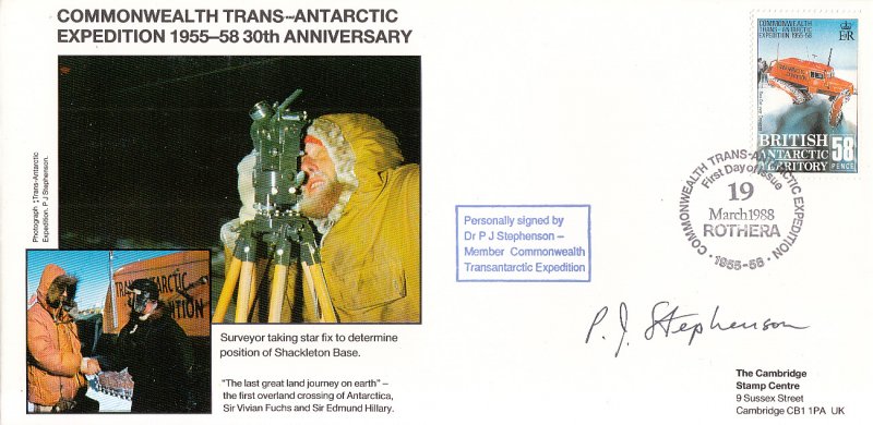 British Antarctic Territory FDC Sc 148 Signed Dr P J Stephenson Cachet Survey...