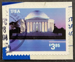US #3647A Used VF $3.85 Jefferson Memorial on Paper 2003 SCV~$2 [B41.8.1]