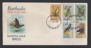 Barbados #494-98, 511 (1979 Birds issue) on unaddressed Post Office cachet FDC