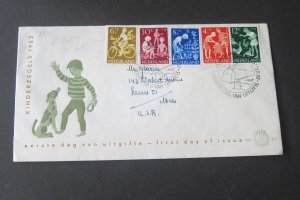 Netherlands 1962 Sc B368-72 FDC