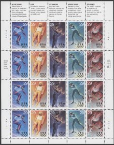 1994 US Scott #2807-2811 29c Winter Olympics Sheet of 20 MNH