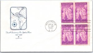 US FIRST DAY COVER 50th ANNIVERSARY OF THE PAN-AMERICAN UNION MAP CACHET D 1940