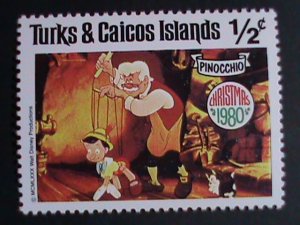 ​DISNEY-TURKS & CAICOS ISLAND STAMP-1980   DISNEY CHRISTMAS-PINOCCHIO