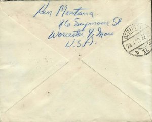 1950 Prexie Cover 6c Adams Worcester Mass Airmail