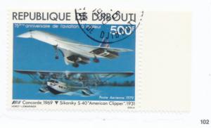 Djibouti 1979 - Scott C126 CTO - 500fr, Powered flight 75th