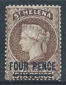 St. Helena #38 Used 6p Queen Victoria Wmk. 2 - Surcharged Type B