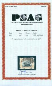 EDW1949SELL : USA 1901 Scott #299 Extra Fine, Used. PSAG Cert says internal tear