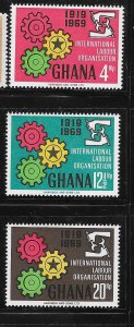 Ghana 1970 ILO 50th anniversary Sc 375-377 MNH A2499