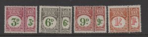 AUSTRALIA  #3/5/7/10 mint lightly hinged F96 with tabs